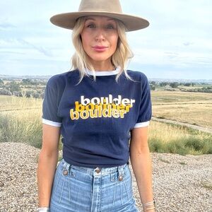 Vintage 1980s Champion Navy Boulder Graphic Tee